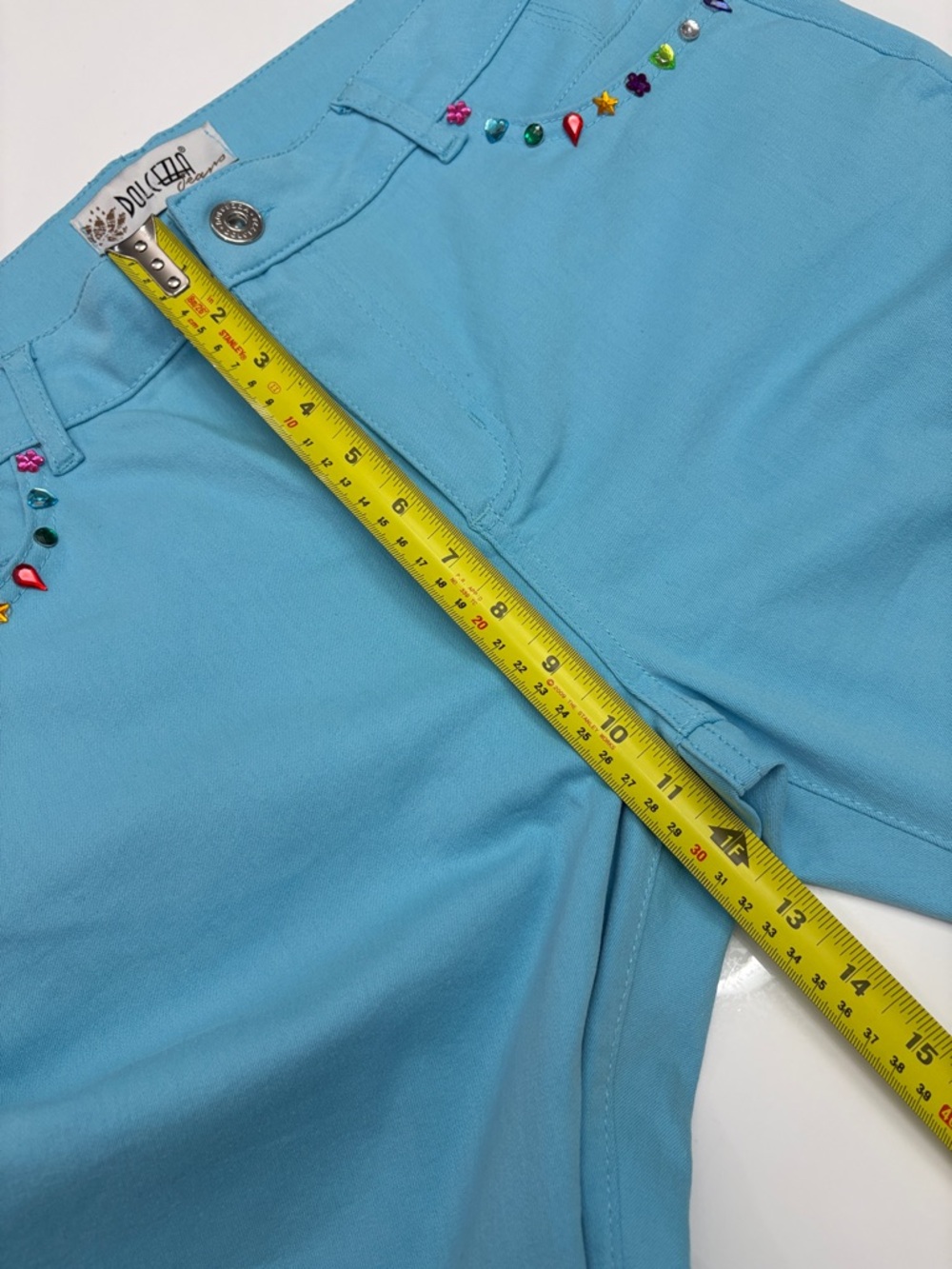 Dolcezza Light Blue Stretch Shorts – Chic Summer Staple size 14 NWT - Picture 8 of 13